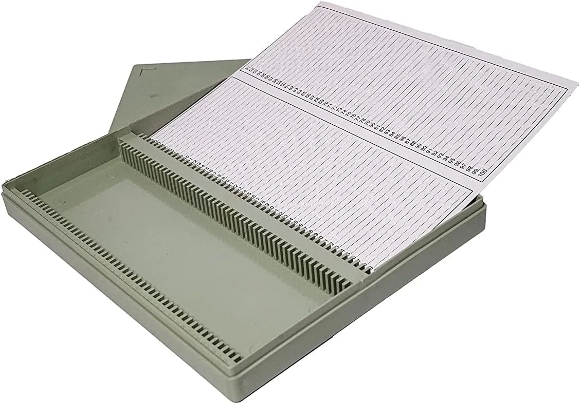 جعبه اسلاید میکروسکوپ پاسکو از جنس پلی استایرن | جعبه نگهداری 100 اسلاید