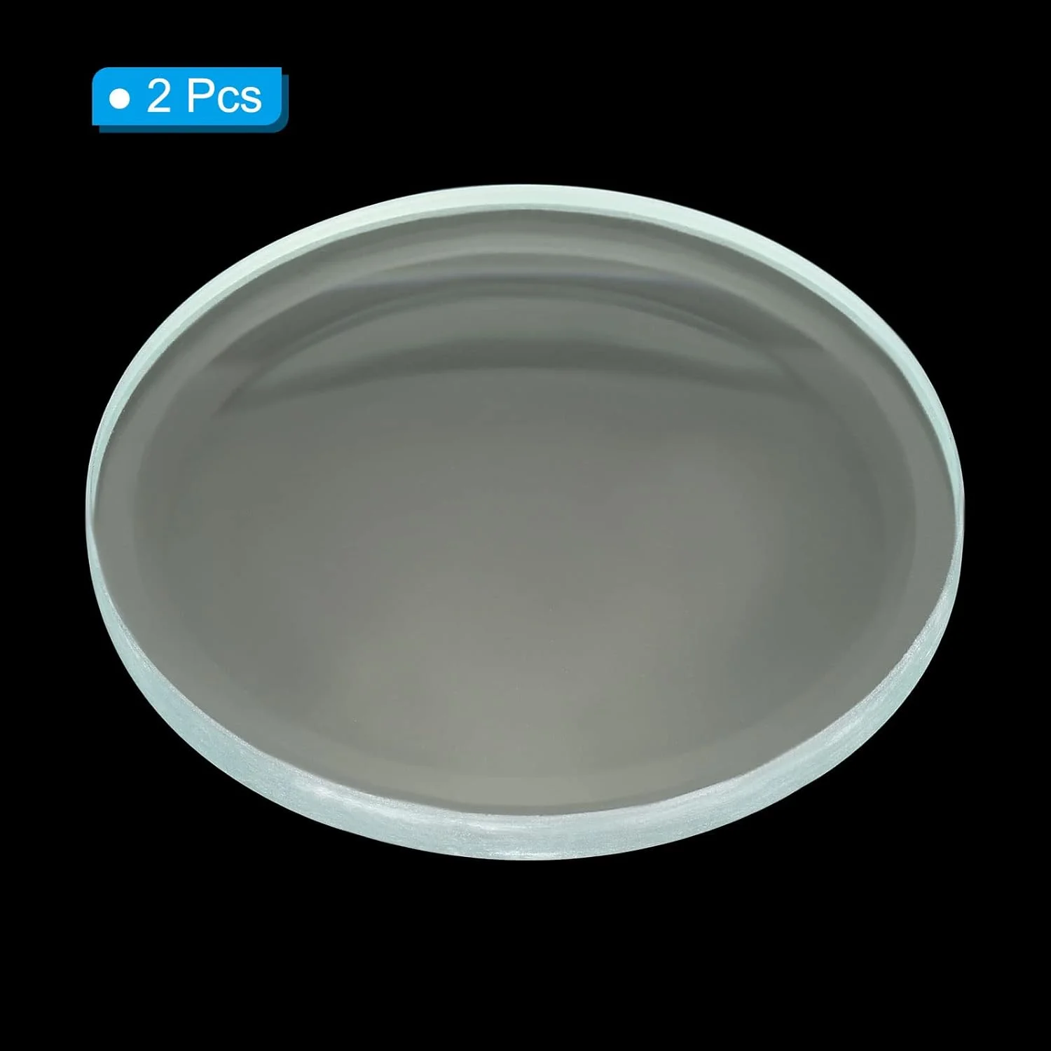 عدسی دو مقعر با فاصله کانونی 300 میلی‌متر، بسته دو عددی، قطر 75 میلی‌متر، ارتفاع 6 میلی‌متر، شیشه با لبه‌های گرد صیقلی برای آزمایش فیزیک، شفاف