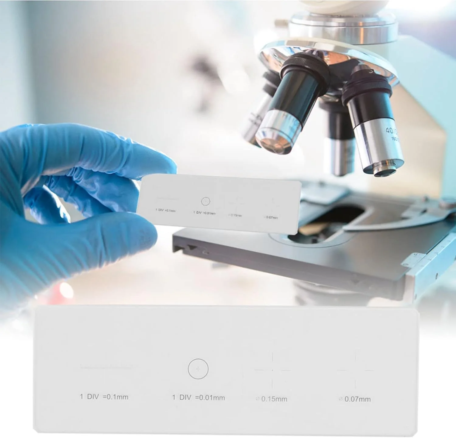 اسلاید کالیبراسیون میکرومتر شیئی میکروسکوپ Oumefar DIV 0.01mm K9، خط کش شیشه ای برای دوربین USB، سفید اسلاید کالیبراسیون میکرومتر شیئی میکروسکوپ Oumefar DIV 0.01mm K9، خط کش شیشه ای برای دوربین USB، سفید