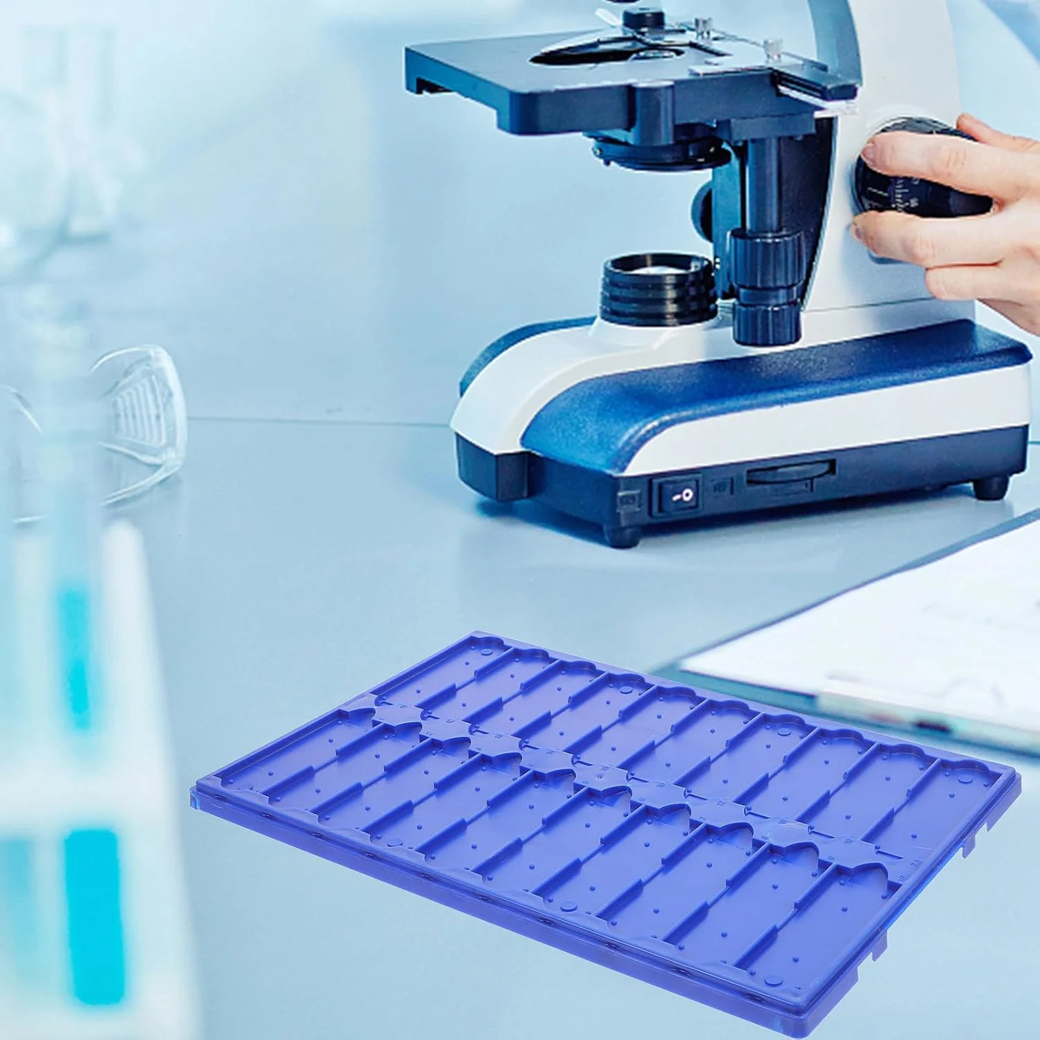 پلیت نگهداری اسلاید میکروسکوپ PartyKindom، 4 عدد، 20 اسلاید، پلیت پاتولوژیک، سینی های پلاستیکی، سینی سرو پلاستیکی، نگهدارنده اسلاید، آویز موز، سینی های مقوایی، پنل عملیات سینی نگهداری اسلاید پلاستیکی