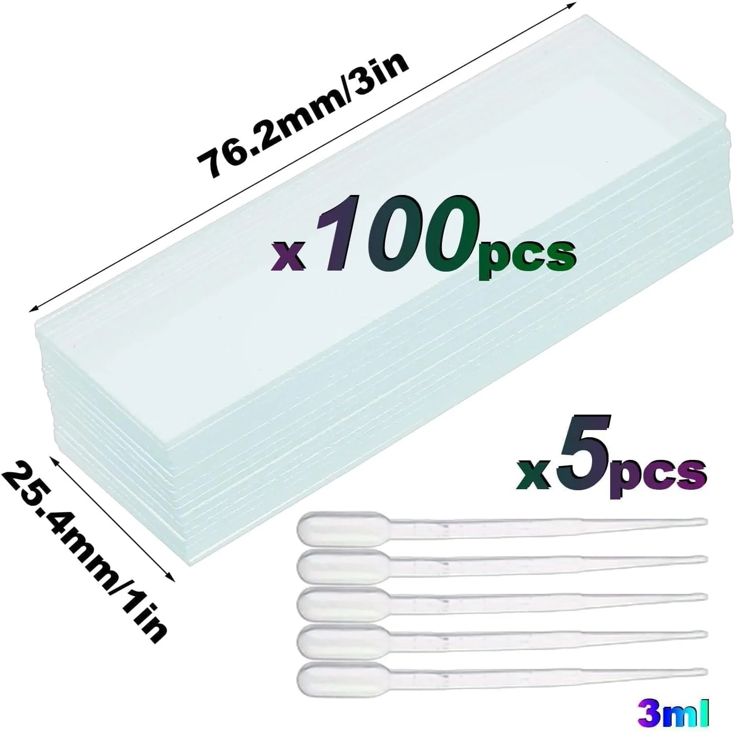 بسته 100 عددی اسلاید میکروسکوپ، اسلایدهای شیشه ای آماده، اسلایدهای میکروسکوپ، لوازم جانبی میکروسکوپ، اسلایدهای میکروسکوپ از پیش تمیز شده، اسلایدهای میکروسکوپ، اسلایدهای میکروسکوپ به همراه 5 قطره چکان