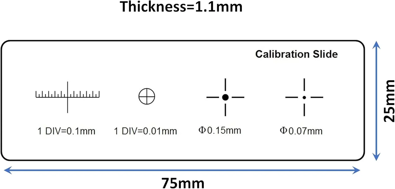 اسلاید کالیبراسیون میکرومتر استیج میکروسکوپ (TCM-H) با 4 مقیاس و رزولوشن خطی 0.01 میلی متر