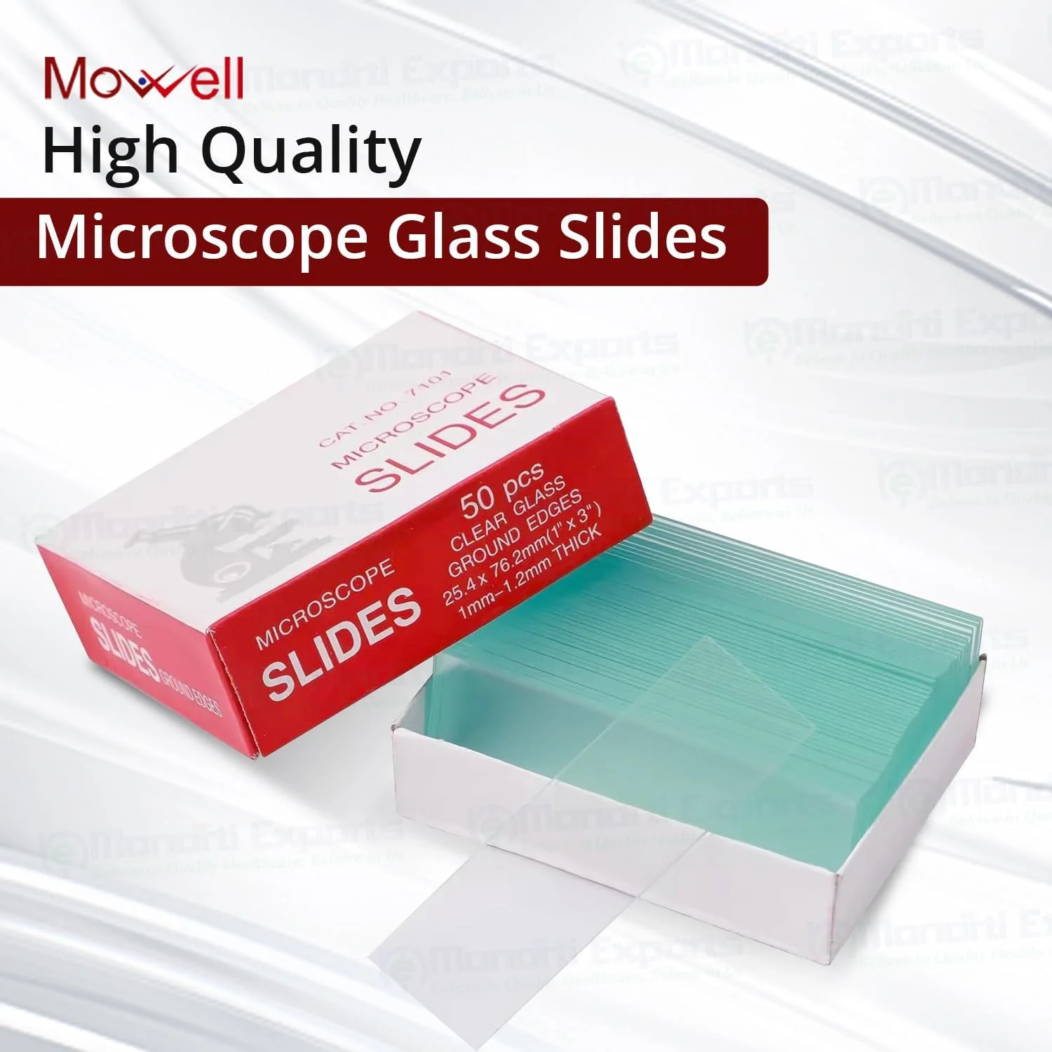 لام شیشه ای میکروسکوپ 75x25x1.4 میلی متر، 50 عدد در هر جعبه، بسته (1 جعبه)