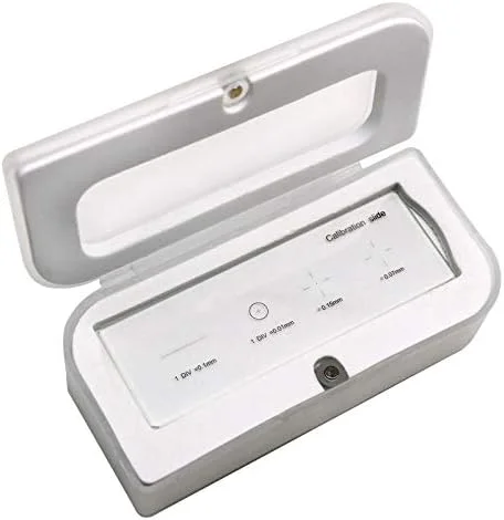 اسلاید کالیبراسیون میکرومتر استیج میکروسکوپ (TCM-H) با 4 مقیاس و رزولوشن خطی 0.01 میلی متر