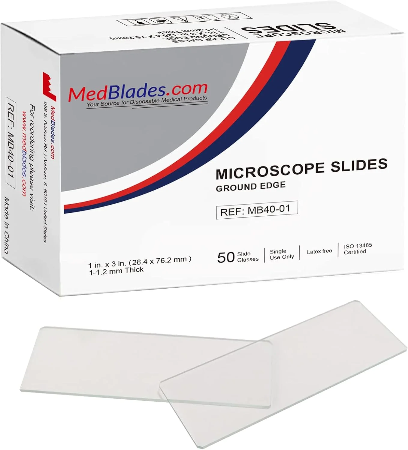 جعبه ۵۰ عدد اسلاید میکروسکوپ تمیز و خالی با لبه های سنگ خورده به همراه جعبه ۱۰۰ عدد لامل شیشه ای مربع تمیز برای آزمایشگاه زیست شناسی آسیب شناسی