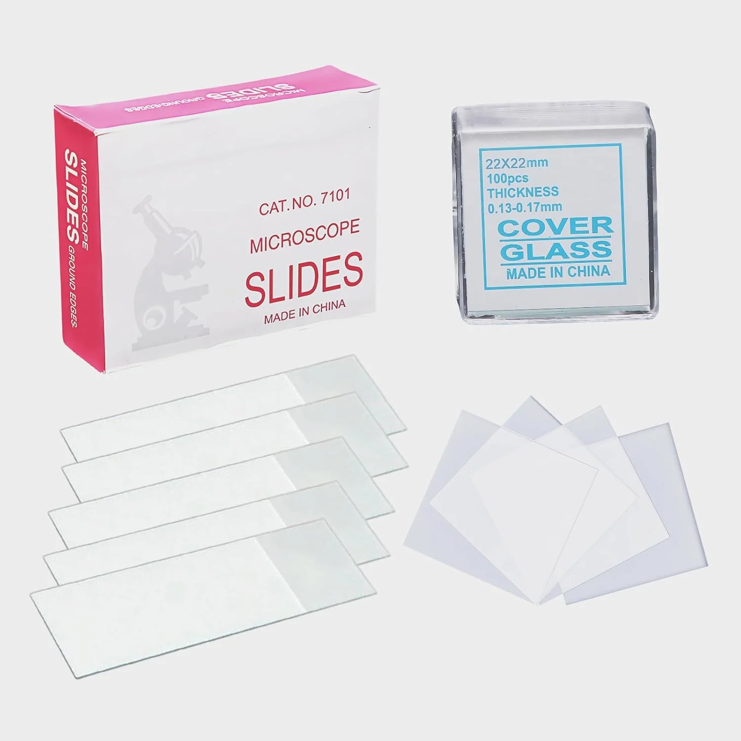 مجموعه اسلاید و کاور اسلیپ لوازم جانبی میکروسکوپ - 50 اسلاید شیشه ای و 100 کاور اسلیپ، کیفیت برتر شفاف نوری، کیت اسلاید آزمایشگاهی سازگار با اکثر میکروسکوپ ها
