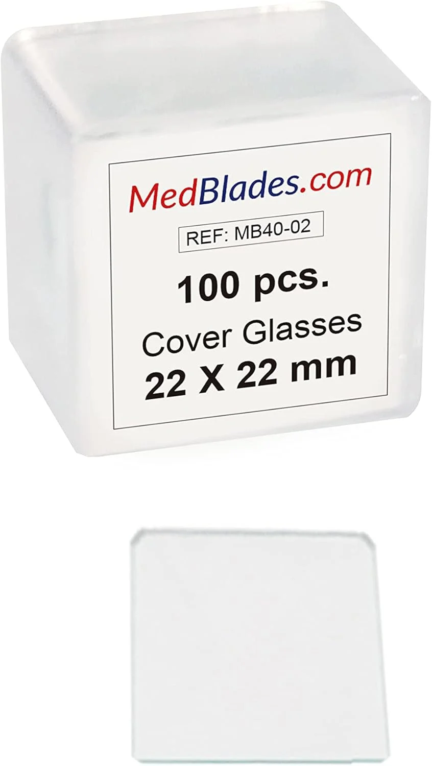 جعبه ۵۰ عدد اسلاید میکروسکوپ تمیز و خالی با لبه های سنگ خورده به همراه جعبه ۱۰۰ عدد لامل شیشه ای مربع تمیز برای آزمایشگاه زیست شناسی آسیب شناسی