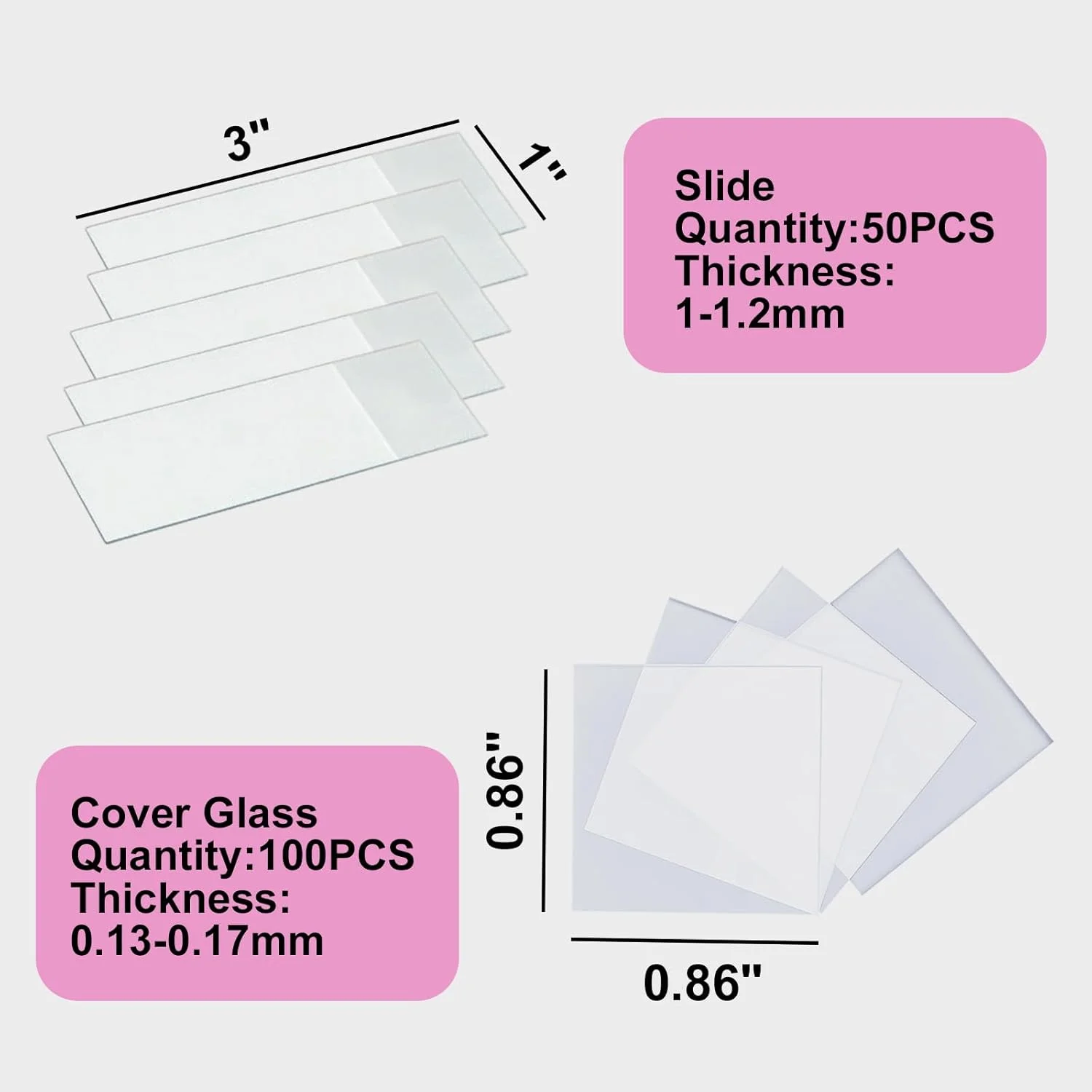 مجموعه اسلاید و کاور اسلیپ لوازم جانبی میکروسکوپ - 50 اسلاید شیشه ای و 100 کاور اسلیپ، کیفیت برتر شفاف نوری، کیت اسلاید آزمایشگاهی سازگار با اکثر میکروسکوپ ها