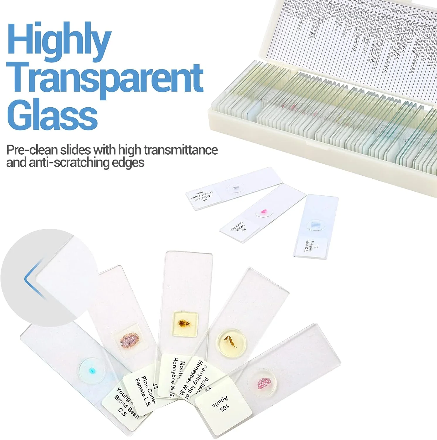 مجموعه 60 اسلاید میکروسکوپ LAKWAR با نمونه برای کودکان و بزرگسالان، اسلایدهای آماده میکروسکوپ برای آموزش میکروبیولوژی