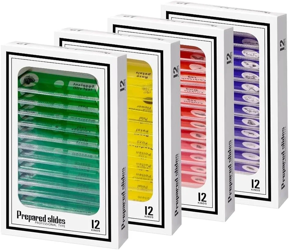 اسلایدهای میکروسکوپ آماده Jiusion، 48 عدد، نمونه حیوانات، حشرات، گیاهان، گل ها، نمونه بیولوژیکی، اسلاید میکروسکوپ استریو برای کودکان، دانش آموزان، آموزش روشنگری