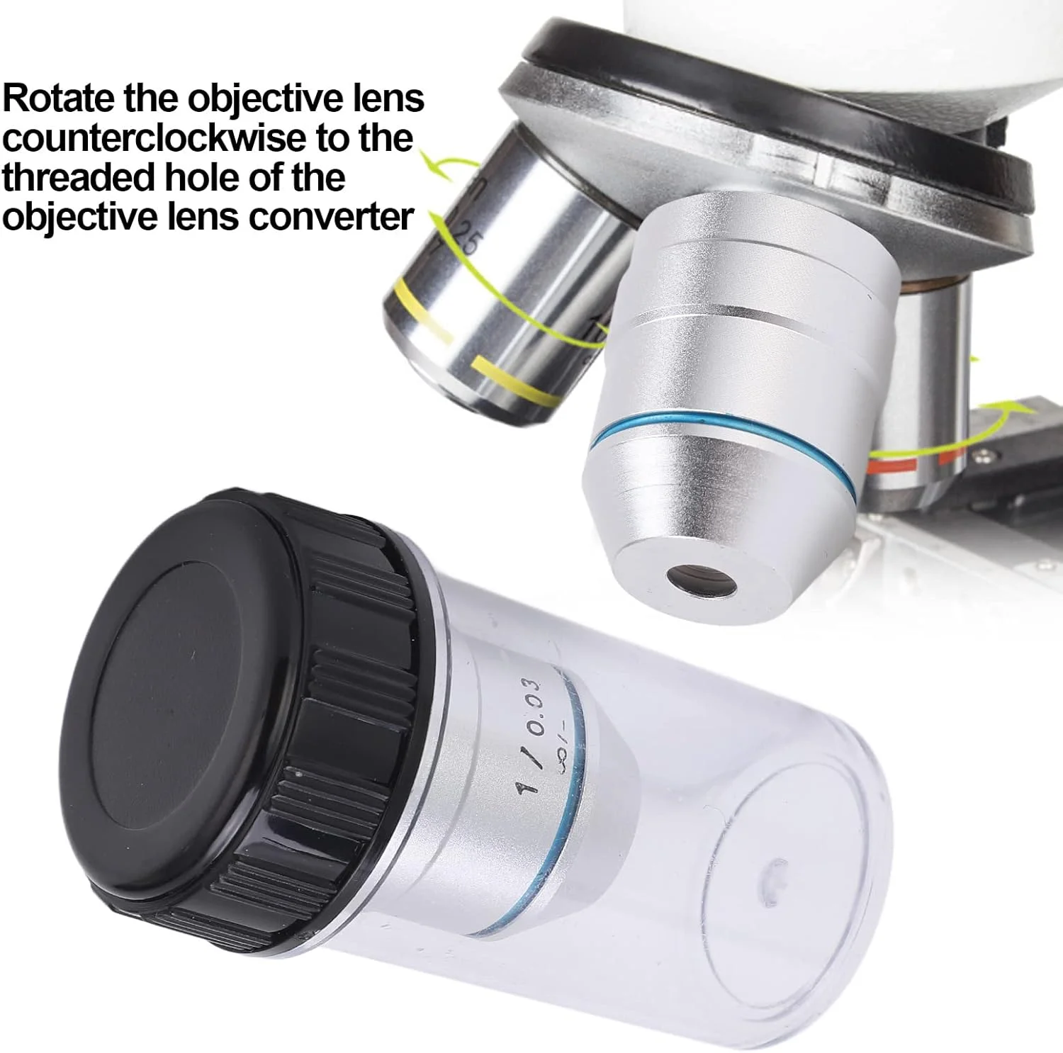 لنز شیئی میکروسکوپ Hilitand، لنز شیئی میکروسکوپ بیولوژیکی 1X، لنز بی نهایت آکروماتیک شیشه ای نوری بی نهایت 195، رزوه جهانی 20.2 میلی متری RMS