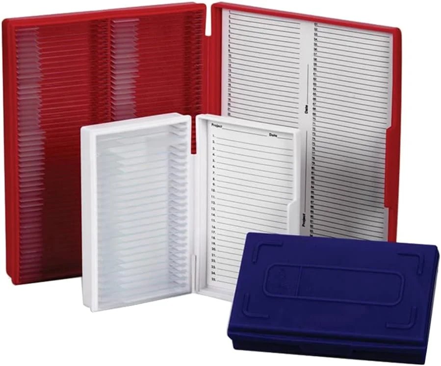 جعبه اسلاید میکروسکوپ Heathrow Scientific HS15991A، ۱۰۰ خانه، آبی