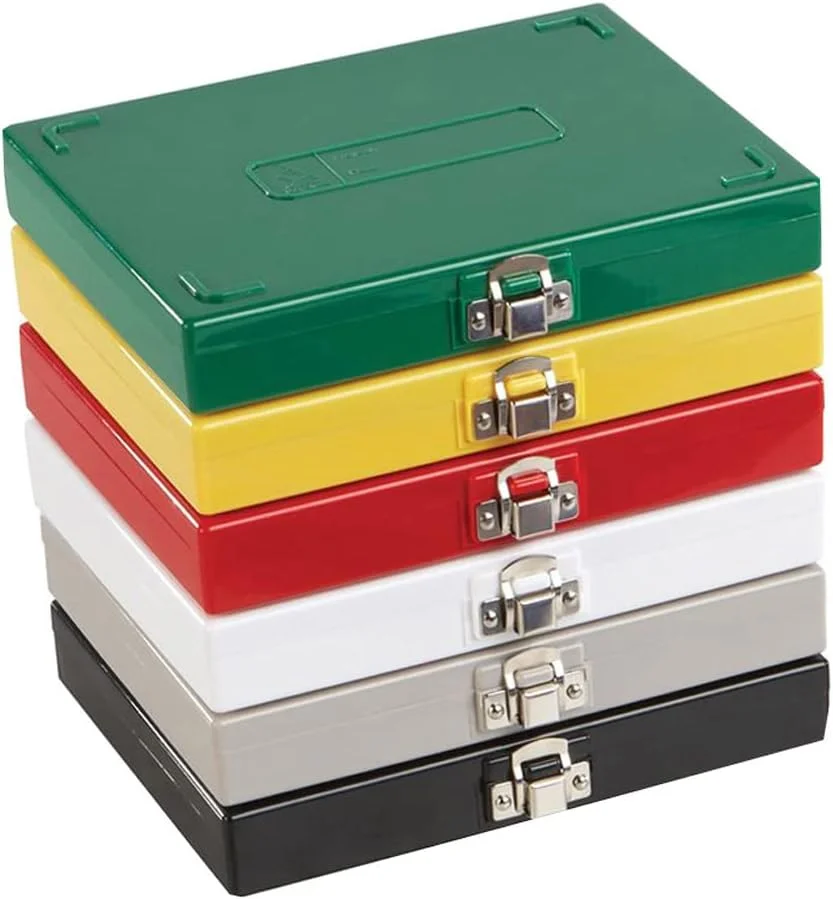 جعبه اسلاید 100 خانه ای با روکش چوب پنبه و قفل نیکلی Heathrow Scientific HS15994B، ابعاد 208x175x34 میلی متر، ABS، چوب پنبه، سبز