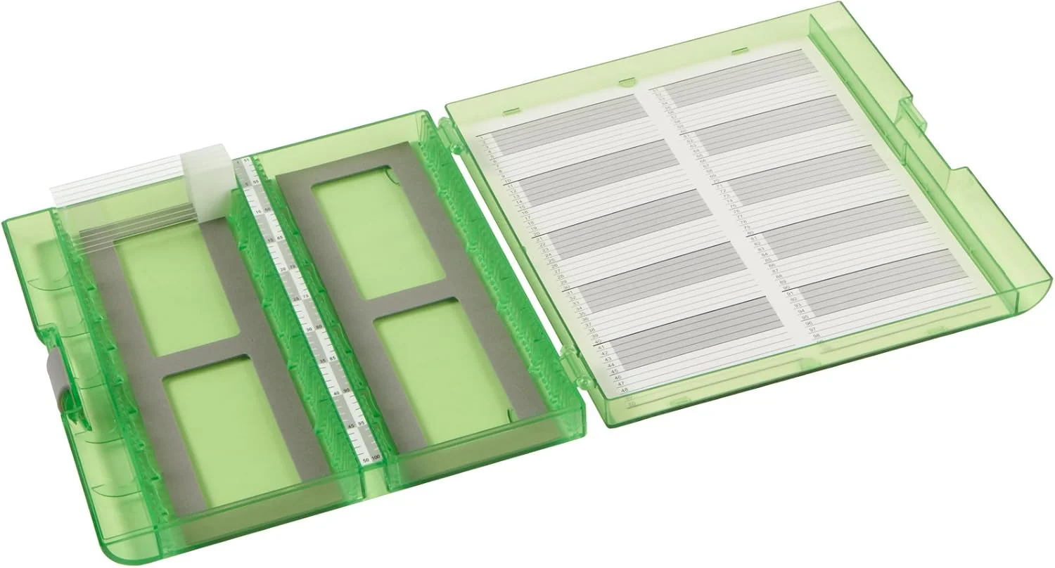 جعبه اسلاید میکروسکوپ پریمیوم پلاس Heathrow Scientific، ظرفیت 100 اسلاید، جعبه نگهداری اسلاید، کارت فهرست قابل جابجایی (بسته 5 عددی) 120593 5
