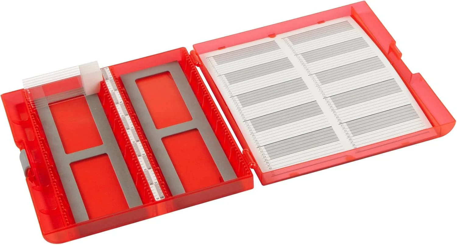 جعبه اسلاید میکروسکوپ پریمیوم پلاس Heathrow Scientific، ظرفیت 100 اسلاید، جعبه نگهداری اسلاید، کارت فهرست قابل جابجایی (بسته 5 عددی) 120593 5