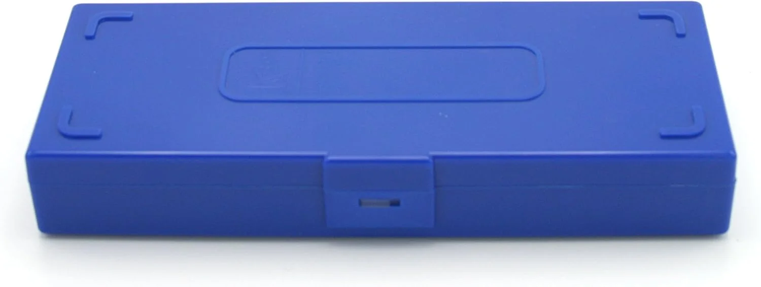 جعبه اسلاید میکروسکوپ 50 خانه ای Heathrow Scientific HD15996A با روکش چوب پنبه ای آبی، طول 21 سانتی متر، عرض 8.6 سانتی متر، ارتفاع 3.2 سانتی متر