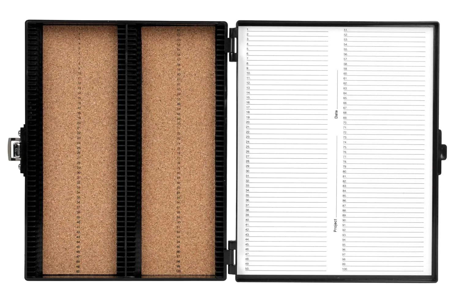 جعبه اسلاید میکروسکوپ 100 خانه با روکش چوب پنبه مشکی Heathrow Scientific مدل HEA15994G HD15994G، طول 21 سانتی متر، عرض 17.8 سانتی متر، ارتفاع 3.3 سانتی متر