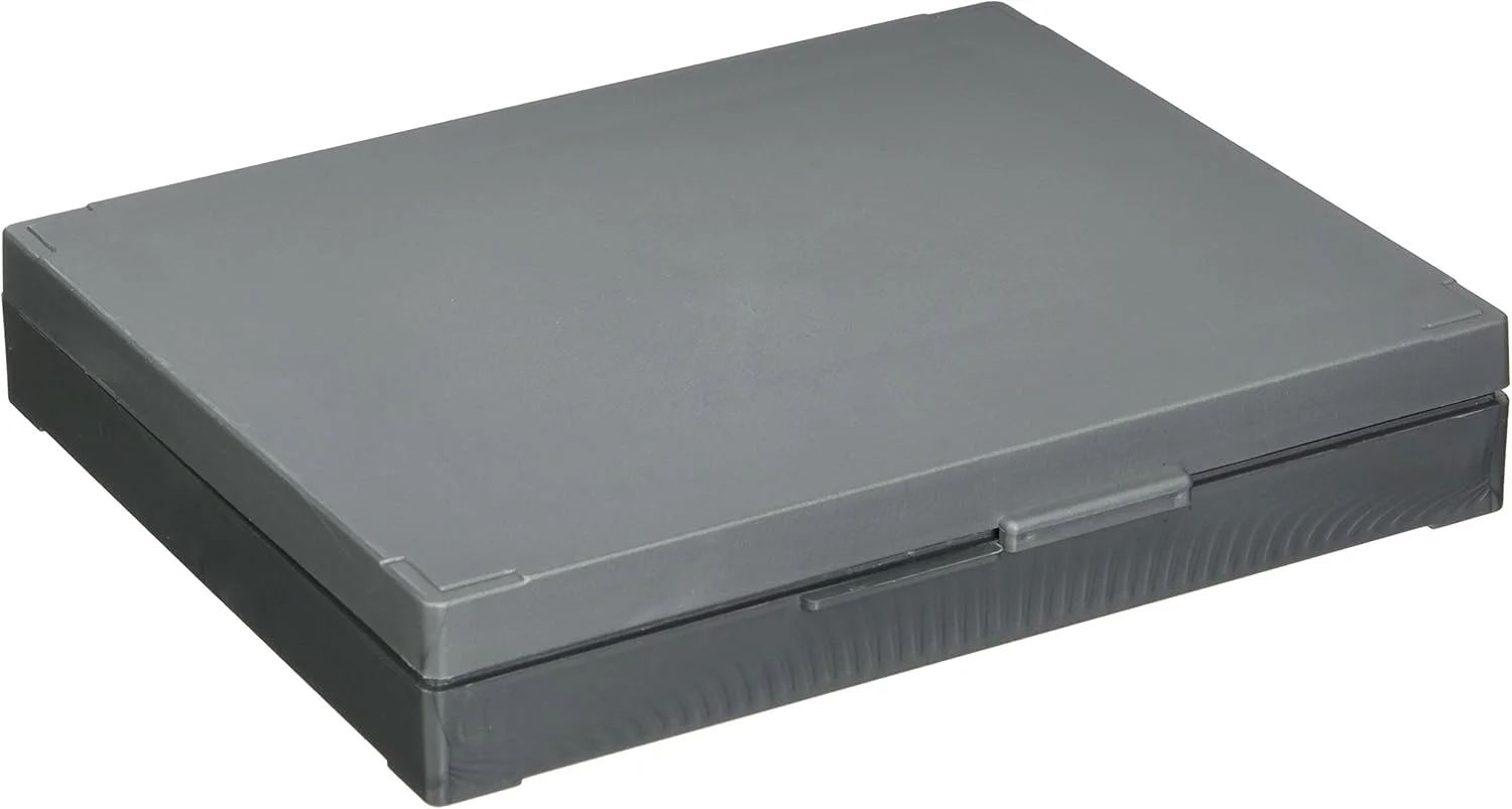 جعبه نگهداری اسلاید پلاستیکی ABS گلوب ساینتیفیک مدل 513079A، مناسب برای 100 اسلاید، دارای پوشش چوب پنبه، خاکستری