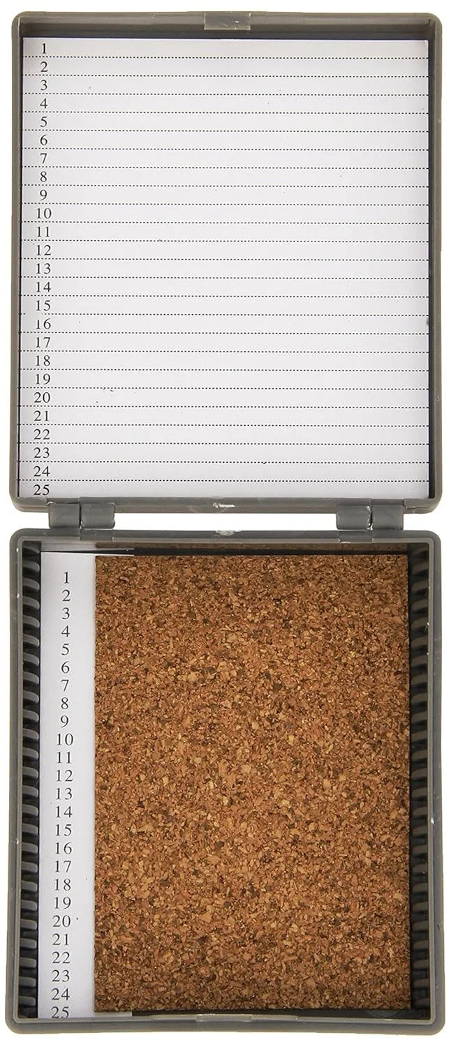 جعبه نگهداری اسلاید 25 عددی گلوب ساینتیفیک مدل 513075G، پلاستیک ABS با پوشش چوب پنبه، خاکستری تیره