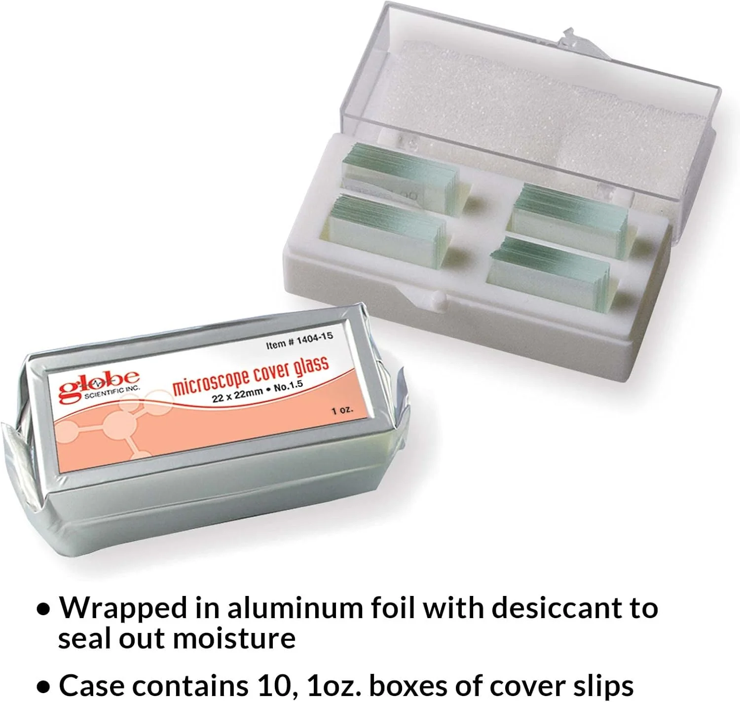 لامپ شیشه ای Globe Scientific 1404-15، ابعاد 22x22 میلی متر، ضخامت #1.5 (بسته 10 عددی)