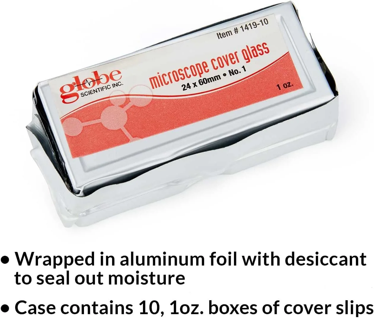 لامل میکروسکوپ Globe Scientific 1419-10، سایز 24x60 میلی‌متر، ضخامت شماره 1 (بسته 10 عددی)