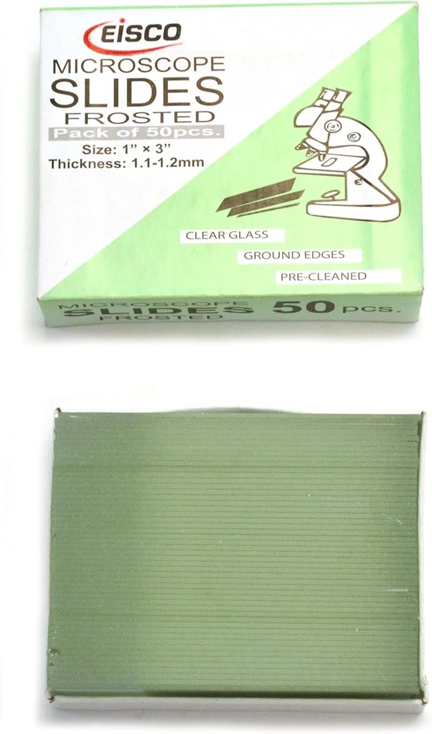 لام شیشه ای میکروسکوپ آزمایشگاهی Eisico Labs - انتهای مات - بسته 50 عددی، اندازه 75x25 میلی متر، ضخامت 1.1-1.2