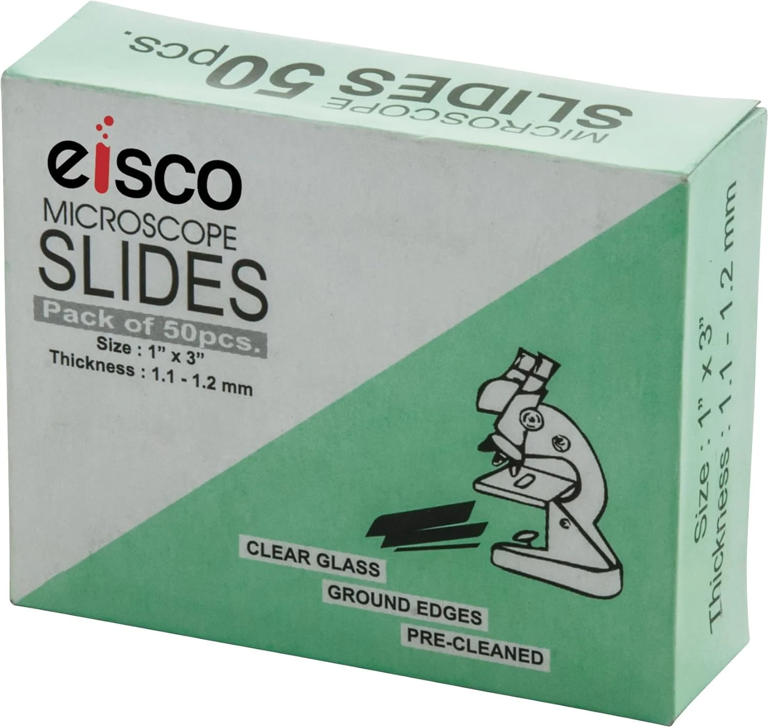لام شیشه ای میکروسکوپ Eisco Labs - ساده - بسته 50 عددی، اندازه 75 x 25 میلی متر، ضخامت 1.1-1.2