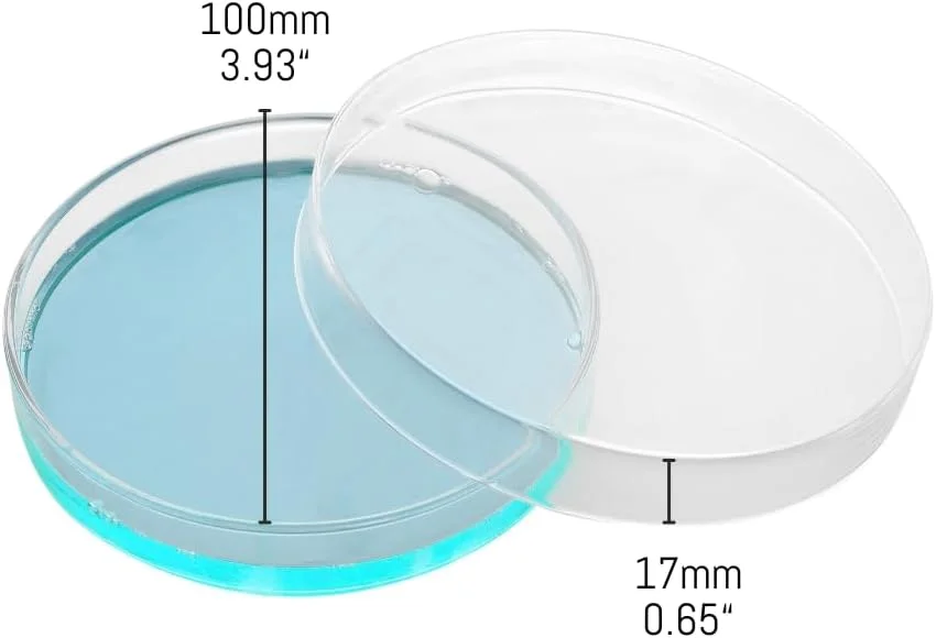 ظرف پتری ممتاز آزمایشگاهی Eisico، شیشه بوروسیلیکات سنگین، قطر 100 میلی متر، ارتفاع 17 میلی متر