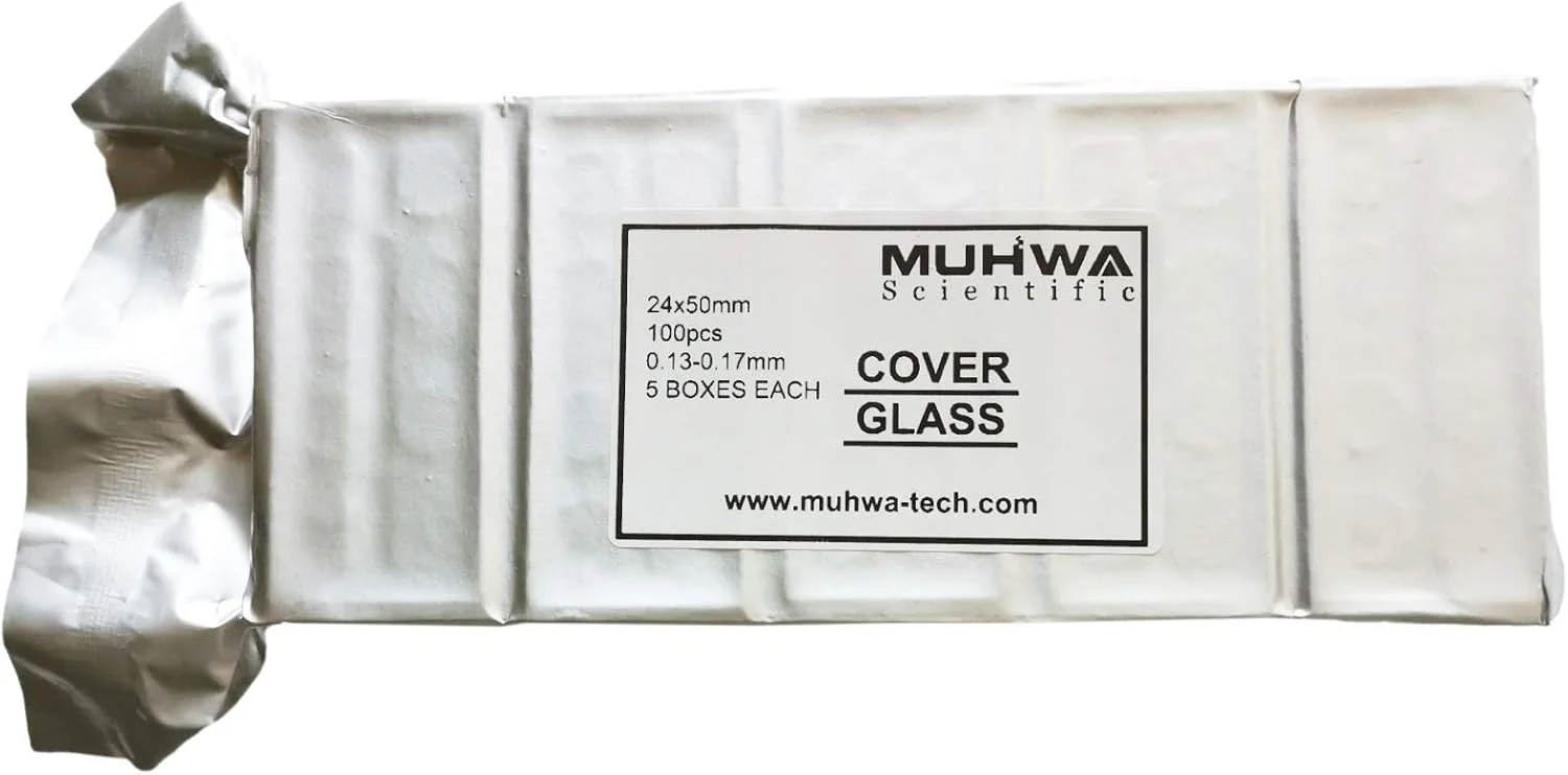 لامپ شیشه ای میکروسکوپ MUHWA، از پیش تمیز شده، 24 میلی متر در 50 میلی متر، 100 عدد در جعبه