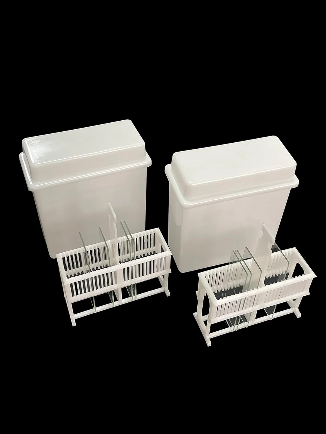 جایگاه و جا شیشه ای اسلاید میکروسکوپ MUHWA سفید، 24 خانه، پلی پروپیلن، بسته 2 عددی