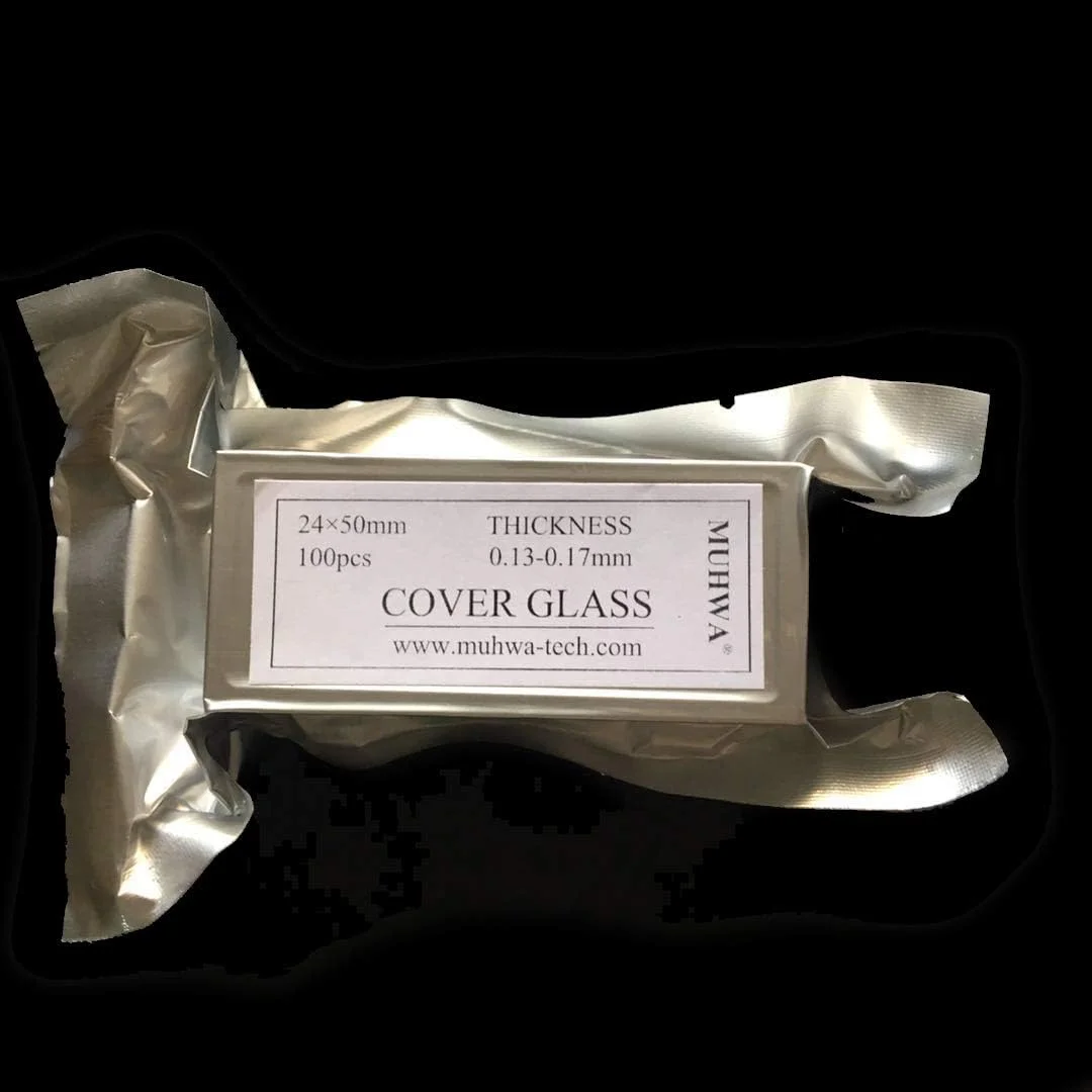 لامپ شیشه ای میکروسکوپ MUHWA، از پیش تمیز شده، 24 میلی متر در 32 میلی متر، 100 عدد در جعبه