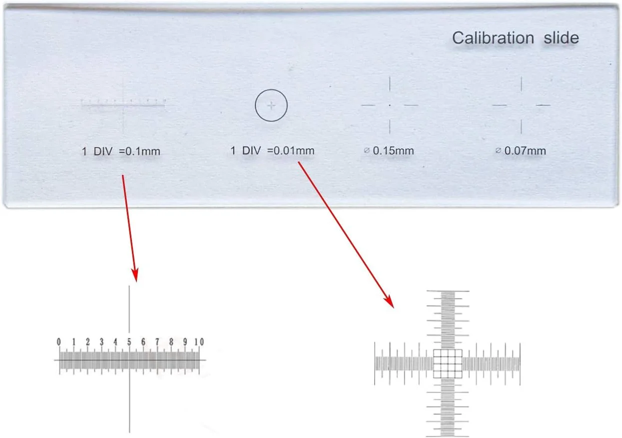 میکرومتر استیج اسلاید کالیبراسیون رتیکل میکروسکوپ MUHWA 0.01mm، خط کش کالیبره کننده چند منظوره میکروسکوپ