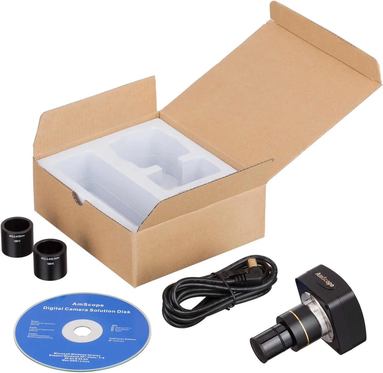 دوربین دیجیتال میکروسکوپ 10 مگاپیکسلی AmScope MU1000A برای تصاویر ثابت و زنده + نرم افزار ویرایش و اندازه گیری، سازگار با ویندوز XP/Vista/7/8/10، Mac OS X و لینوکس