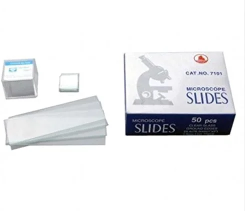 اسلاید شیشه ای میکروسکوپ تمیز شده AmScope 50 عددی و لامل شیشه ای مربع شکل تمیز شده 100 عددی