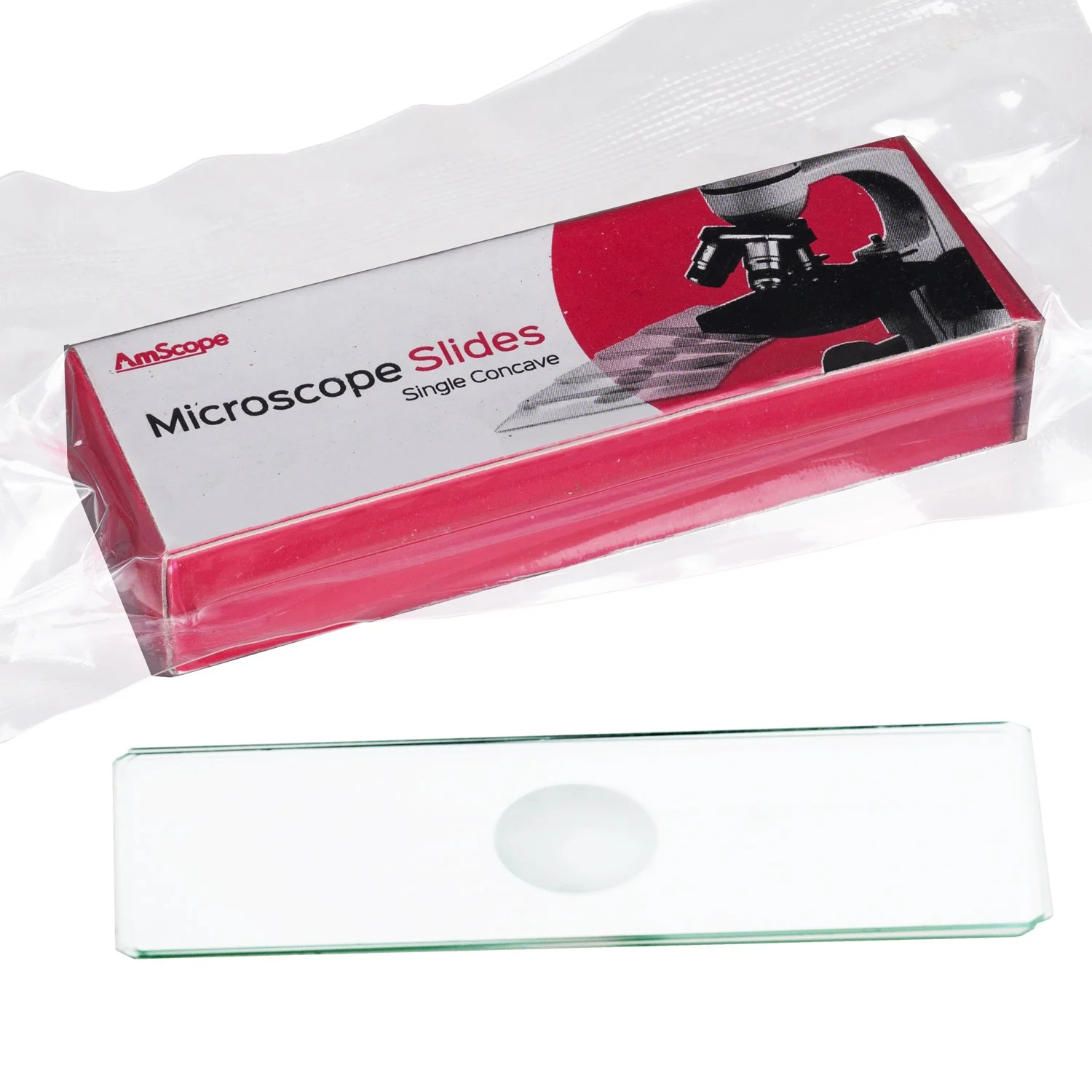 اسلایدهای میکروسکوپ AmScope BS-C12، تک فرورفتگی مقعر، بسته 12 عددی، شفاف