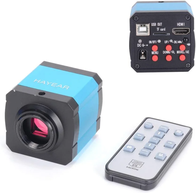 دوربین میکروسکوپ دیجیتال صنعتی 14 مگاپیکسلی HDMI USB با لنز زوم 120X C-mount، کارت TF 8 گیگابایتی و مانیتور LCD 7 اینچی HDMI (لنز زوم 120X C-mount)