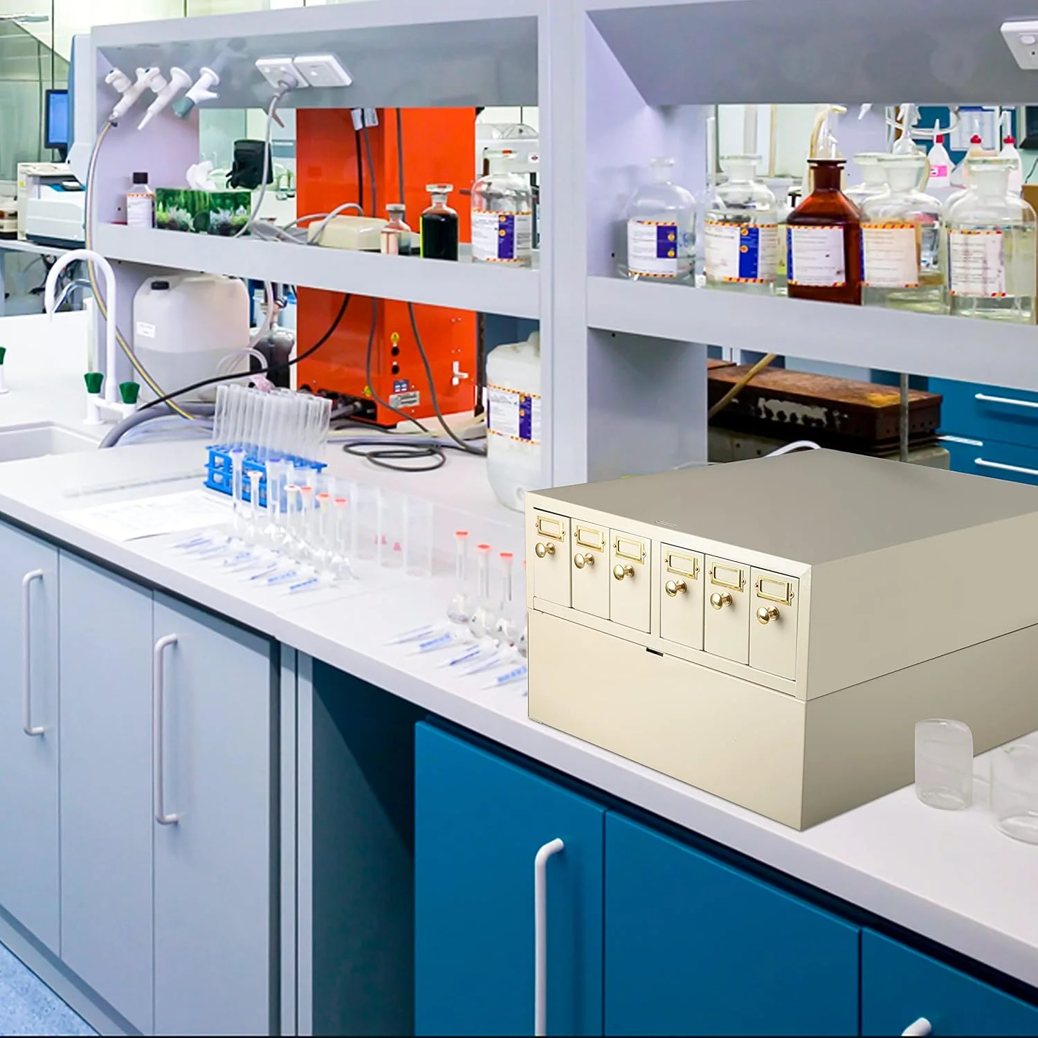 کابینت نگهداری اسلاید 4E's USA - نگهداری اسلاید ماژولار با 6 کشو، ظرفیت تا 5000 اسلاید، کابینت نگهداری آزمایشگاهی برای اسلایدهای میکروسکوپ