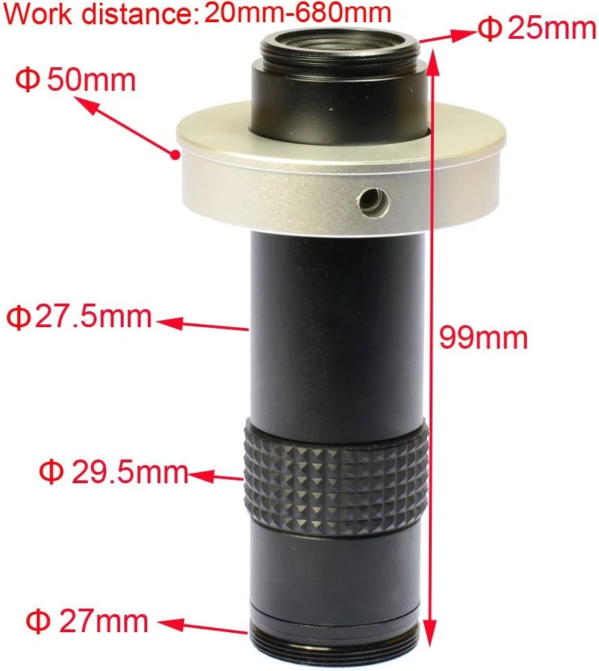 دوربین میکروسکوپ دیجیتال صنعتی 14 مگاپیکسلی HDMI USB با لنز زوم 120X C-mount، کارت TF 8 گیگابایتی و مانیتور LCD 7 اینچی HDMI (لنز زوم 120X C-mount)