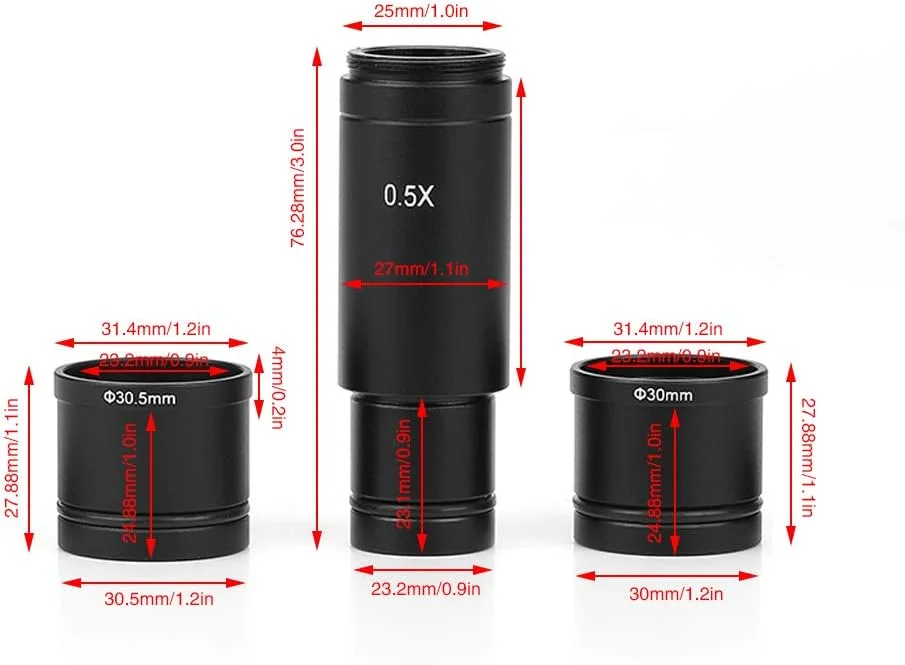 آداپتور 0.5X C-Mount با اندازه 30 میلیمتر و 30.5 میلیمتر برای مشاهده پویا در میکروسکوپ صنعتی، دوربین نجومی، CCD و لنز چشمی زوم آداپتور 0.5X C-Mount با اندازه 30 میلیمتر و 30.5 میلیمتر برای مشاهده پویا در میکروسکوپ صنعتی، دوربین نجومی، CCD و لنز چشمی زوم