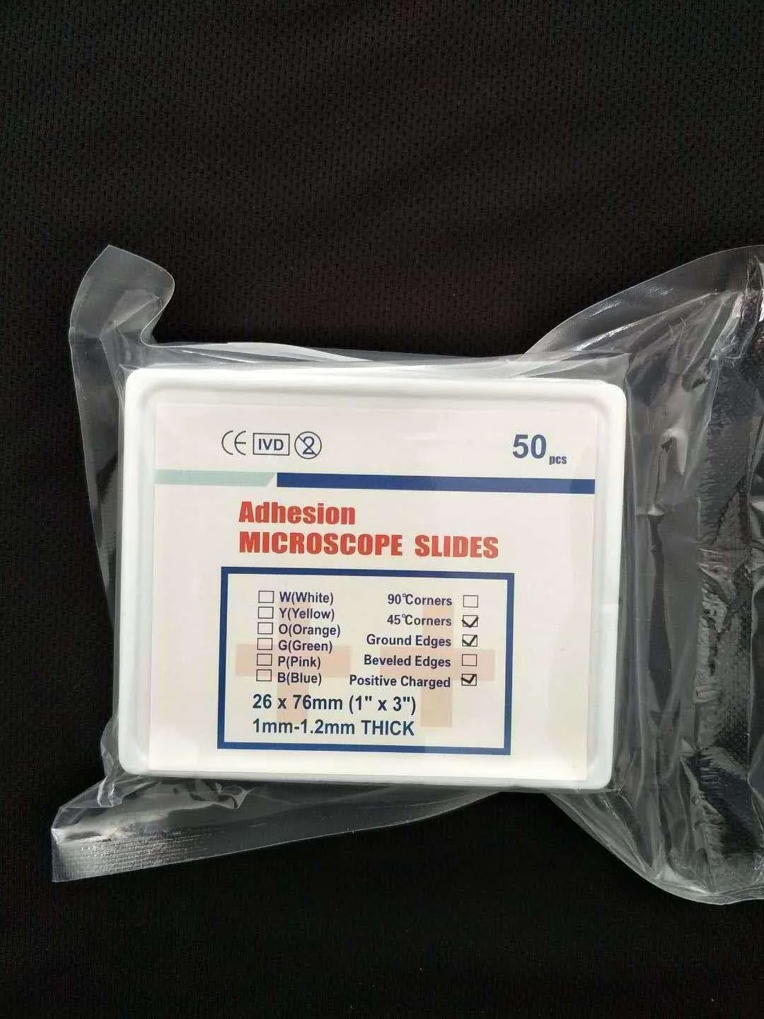100 عدد اسلاید میکروسکوپ چسبنده، بار مثبت (+)- گوشه های 45 درجه - لبه های سنگ خورده