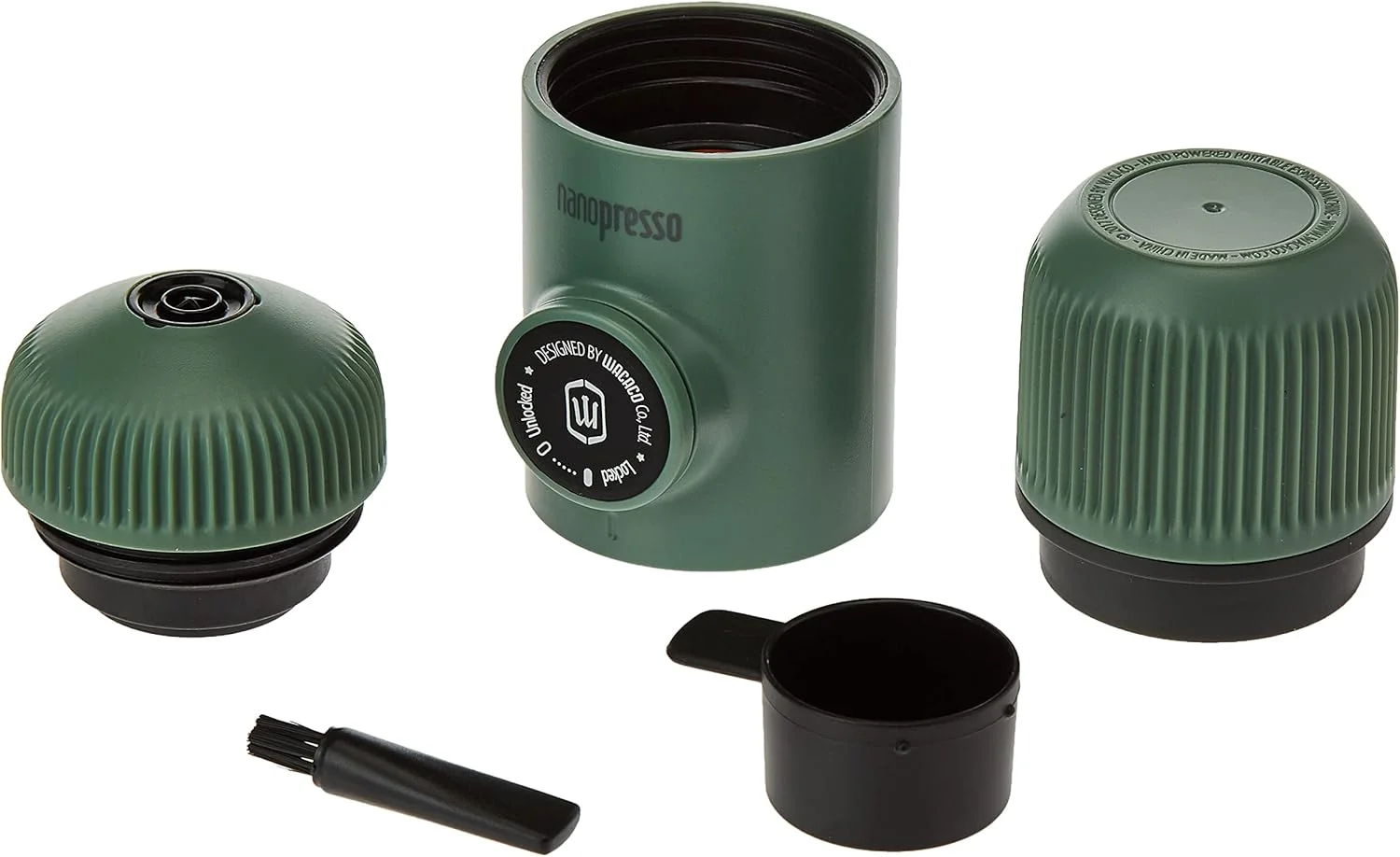 دستگاه اسپرسوساز قابل حمل واکاکو نانوپرسو به همراه کیف محافظ، نسخه ارتقا یافته مینی پرسو، دستگاه قهوه ساز کوچک مسافرتی، ایده آل برای کمپینگ و دفتر (سبز خزه ای) BaregMG