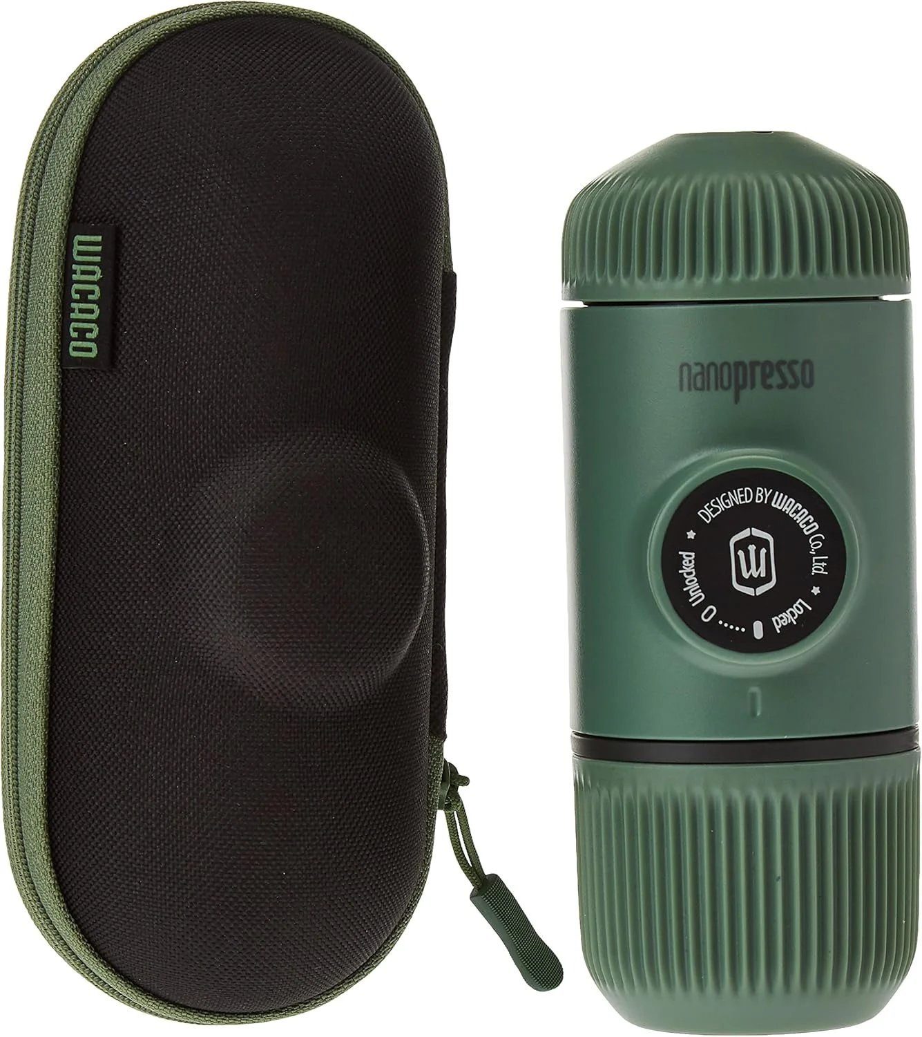 دستگاه اسپرسوساز قابل حمل واکاکو نانوپرسو به همراه کیف محافظ، نسخه ارتقا یافته مینی پرسو، دستگاه قهوه ساز کوچک مسافرتی، ایده آل برای کمپینگ و دفتر (سبز خزه ای) BaregMG