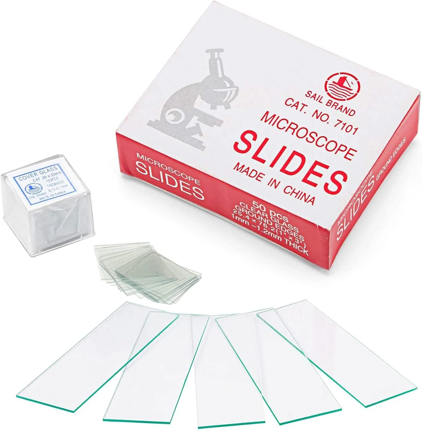 پرمیفای 50 عدد اسلاید میکروسکوپ شیشه ای لبه دار و 100 عدد کاور اسلیپ میکروسکوپ مناسب برای میکروسکوپ های تک چشمی، دو چشمی و سه چشمی