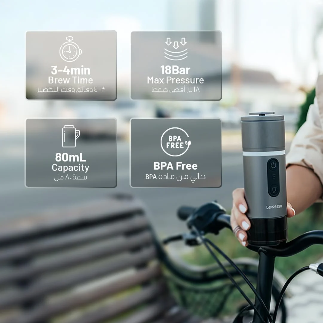 دستگاه اسپرسوساز قابل حمل LePresso، دستگاه اسپرسوساز 2 در 1 کپسولی و پودر قهوه، دستگاه قهوه ساز با عملکرد تک لمسی، پمپ 18 بار، دستگاه قهوه ساز با زمان دم کردن سریع برای خانه، فضای باز، کمپینگ