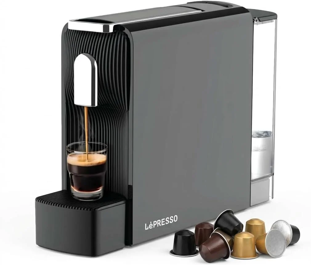 دستگاه اسپرسوساز کپسولی LePresso، دستگاه قهوه ساز کپسولی سازگار با کپسول NS، پمپ 19 بار ایتالیایی، کنترل حجم قابل تنظیم، سینی چکه گیر جداشدنی، دستگاه اسپرسوساز اتوماتیک
