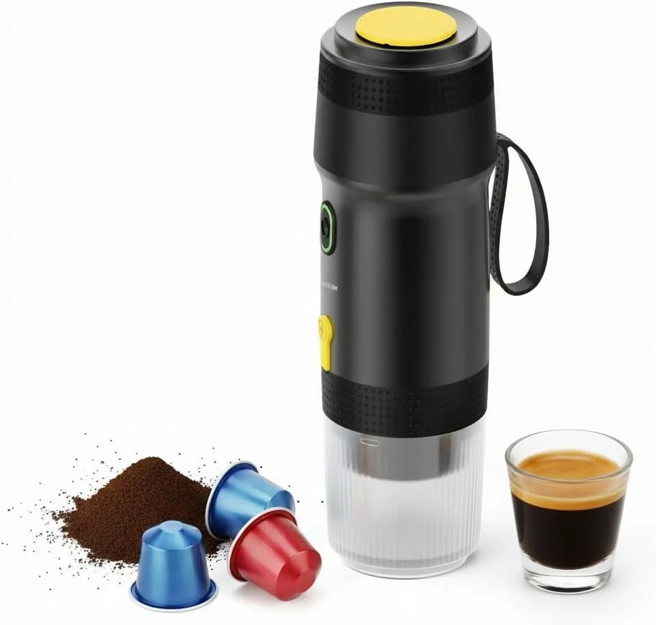 قهوه ساز قابل حمل گرین لاین مدل Pro، سازگار با کپسول و پودر قهوه، دستگاه اسپرسو ساز قابل حمل با قابلیت استخراج گرم و سرد با پمپ 20 بار، محافظت در برابر گرمای بیش از حد