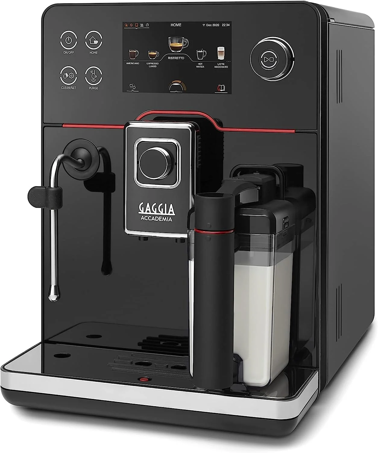 دستگاه قهوه ساز تمام اتوماتیک Gaggia Accademia New، صفحه لمسی عریض، تا 19 گزینه نوشیدنی، اسپرسوساز ایتالیایی با کارافه شیر یکپارچه
