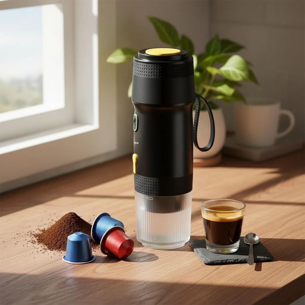 قهوه ساز قابل حمل گرین لاین مدل Pro، سازگار با کپسول و پودر قهوه، دستگاه اسپرسو ساز قابل حمل با قابلیت استخراج گرم و سرد با پمپ 20 بار، محافظت در برابر گرمای بیش از حد