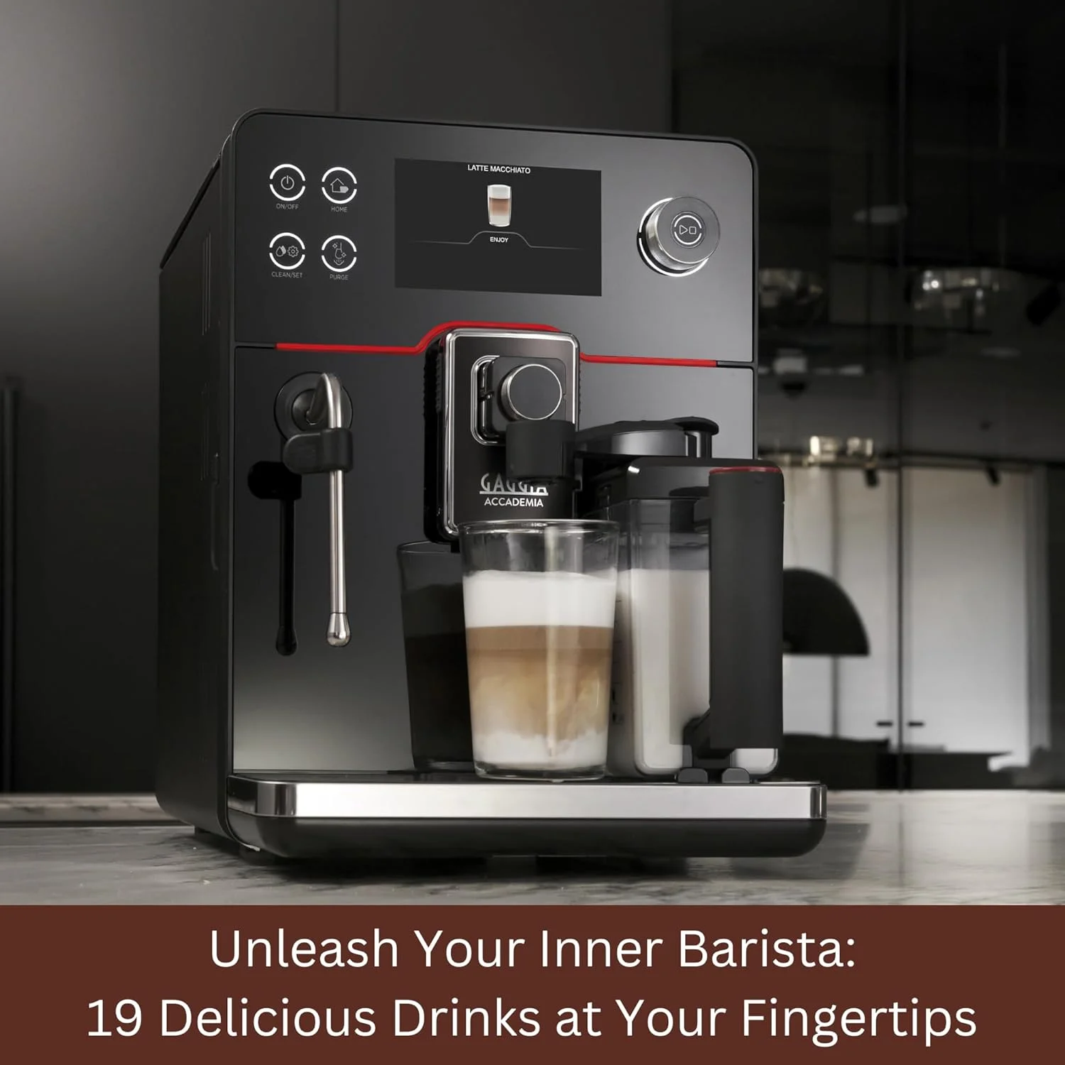 دستگاه قهوه ساز تمام اتوماتیک Gaggia Accademia New، صفحه لمسی عریض، تا 19 گزینه نوشیدنی، اسپرسوساز ایتالیایی با کارافه شیر یکپارچه