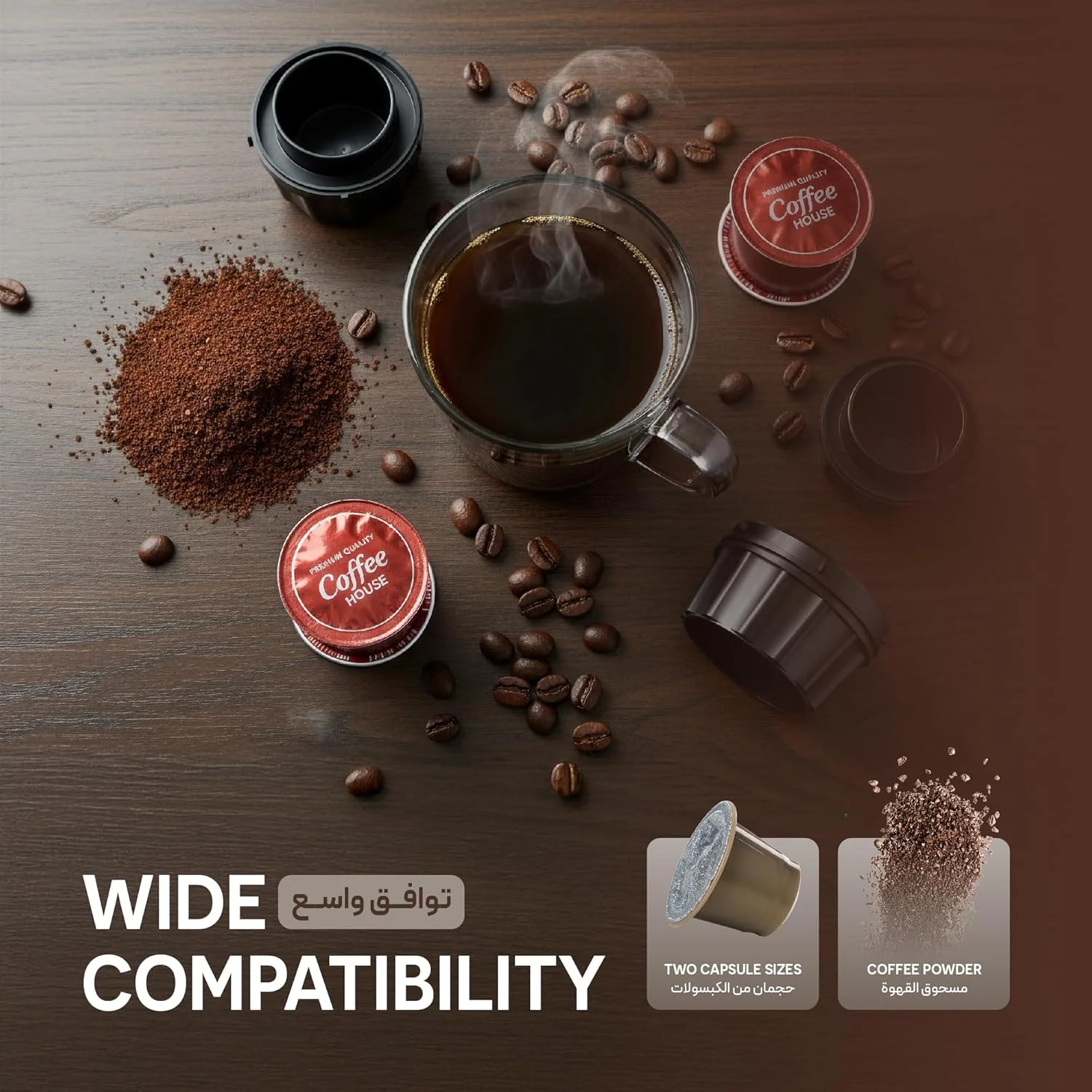 قهوه ساز قابل حمل گرین لاین مدل Caffex، سازگار با پودر و کپسول قهوه، پمپ 20 بار، دستگاه اسپرسو ساز کوچک، مخزن آب 80 میلی لیتری مناسب سفر، کمپینگ، پیاده روی، دفتر کار (مشکی)